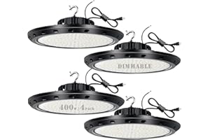 BULBEATS 4Pack 400W LED High Bay Light 60000LM (Eqv.1500W HPS/HID) 0-10V Dimmable Commercial Bay Lighting 5000K UFO Lights with US Plug AC100-277V High Bay LED Light for Warehouse-𝟓𝐘𝐫𝐬 𝐖𝐚𝐫𝐫𝐚𝐧𝐭𝐲