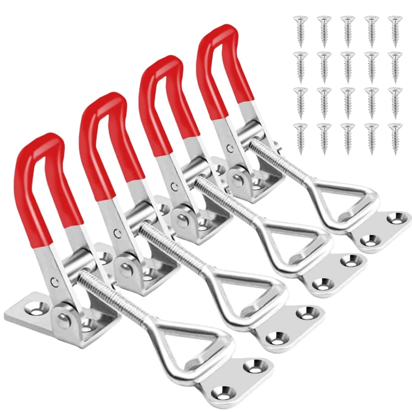 4 Pack Metal Toggle Latch,Box Closure Tension Lock Toggle Clamp Latch Adjustable Toggle Latch Quick Release Toggle Catch Latch for Tool Boxes Trunk Cases (Silver)