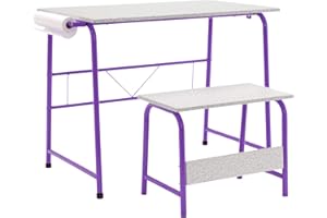 SD Studio Designs Project Center, 55127 Craft Table Play Desk with Bench, Purple/Spatter Gray, 37.75"W x 21.75"D x 28"H