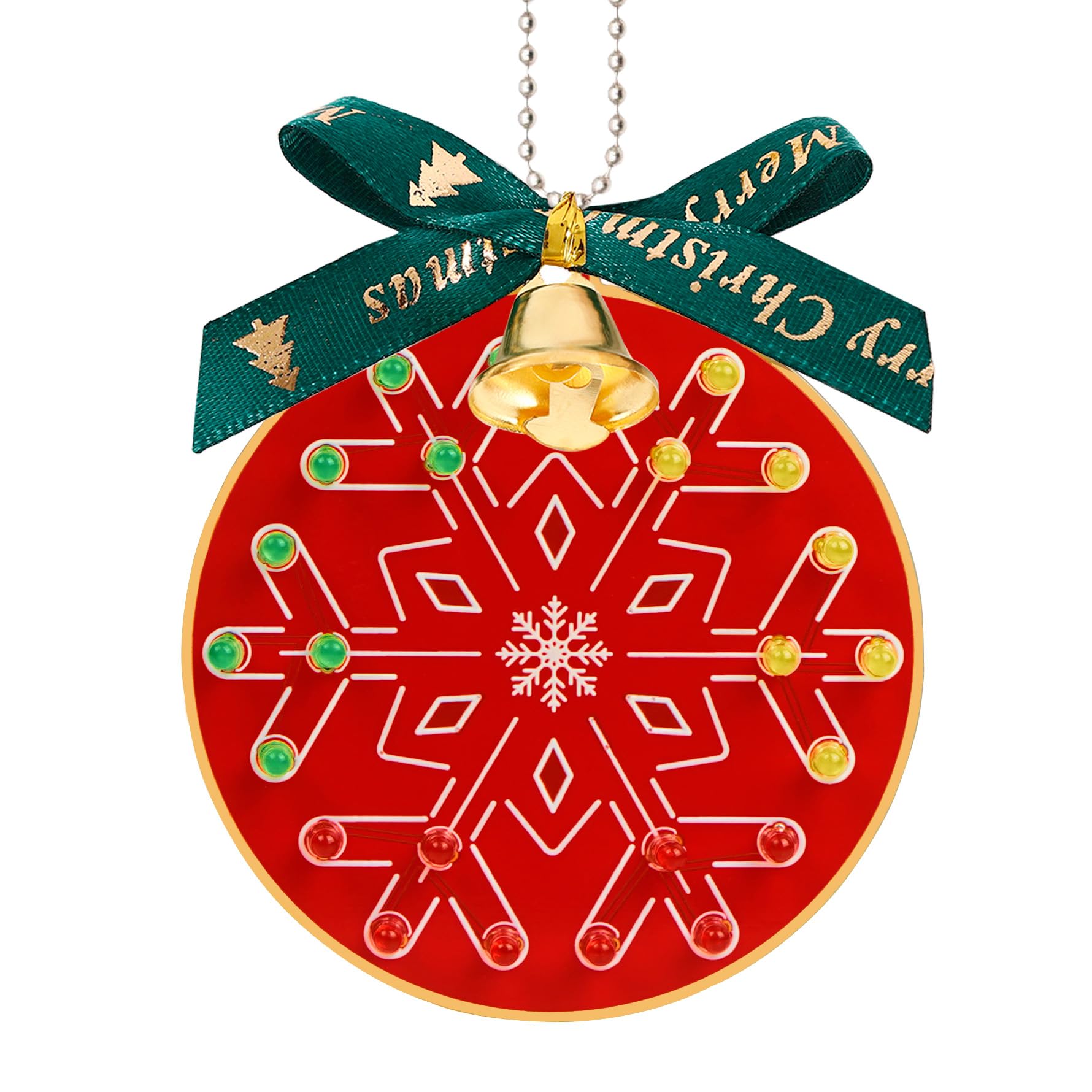 Treedix Soldering Practice Kit Christmas Tree Decoration Soldering Kit, Snowflake Shape Red Green and Yellow LED Flashing Lights(Red)