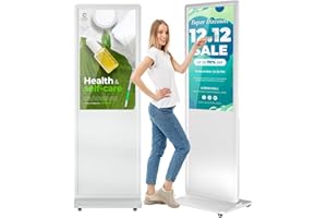 QIXZOCV MWE 37 Inch Touchscreen Kiosk, Indoor Floor Standing Digital Signage Displays, LCD Screen Advertising Display Totem, Interactive Display Poster Android System with Auto Media Player-White