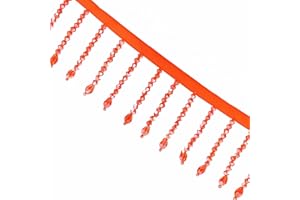 KEHUADIY 2 Yard Rhinestone Ribbon Tassel Irregular Rhinestone Fringe Tassel Crystal Beaded Fringe Trim Sewing Beaded Fringe for Curtain Lampshades and DIY Clothing Wedding Decoration (Orange)