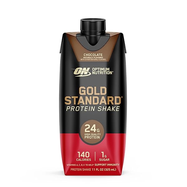 OPTIMUM NUTRITION GOLD STANDARD PROTEIN SHAKE, 24G PROTEIN, READY TO DRINK PROTEIN SHAKE, GLUTEN FREE, VITAMIN C FOR IMMUNE SUPPORT, CHOCOLATE, 11 FL OZ, PACK OF 4 (PACKAGING MAY VARY)