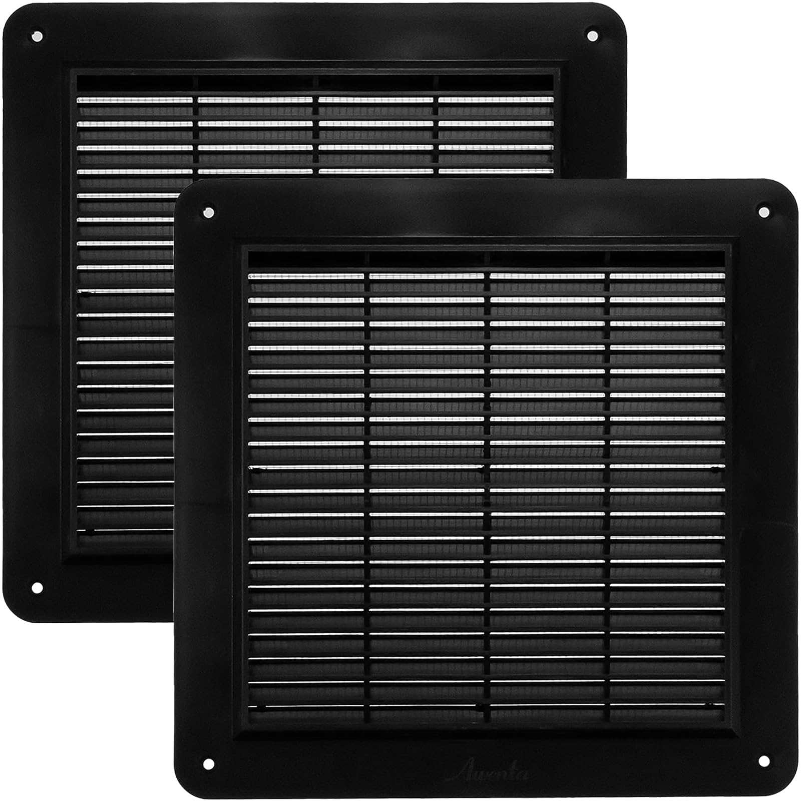 Vent Systems 250 x 250 mm / 9.84" x 9.84" Inch - Pack of 2 Black Air Vent Cover - Air Vent Louver - Grill Cover - Built-in Insect Screen - Without Flange - HVAC Vents for Bathroom, Home, Kitchen — image 1