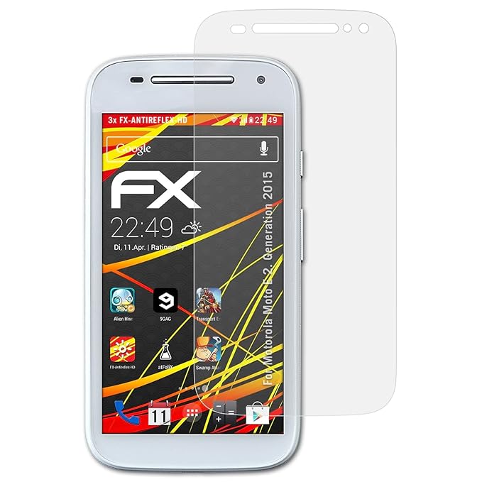 atFolix Schutzfolie kompatibel mit Motorola Moto E 2. Generation 2015 Displayschutzfolie, HD-Entspiegelung FX Folie (3X)
