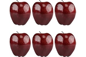 Kesoto 6pcs Artificial Red Apples Fake Fruit House Kitchen Party Decoration, Faux Big Red Apples, 3.3 x 2.9 Inches