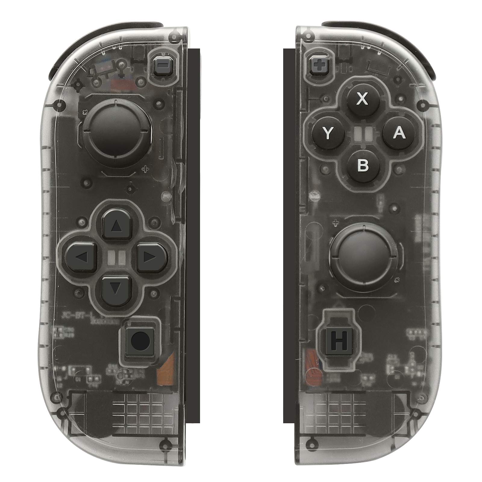 Joy-Pad Controller Compatible with Switch,Left and Right Controllers with Straps Support Wake-up Function(Transparent Black)
