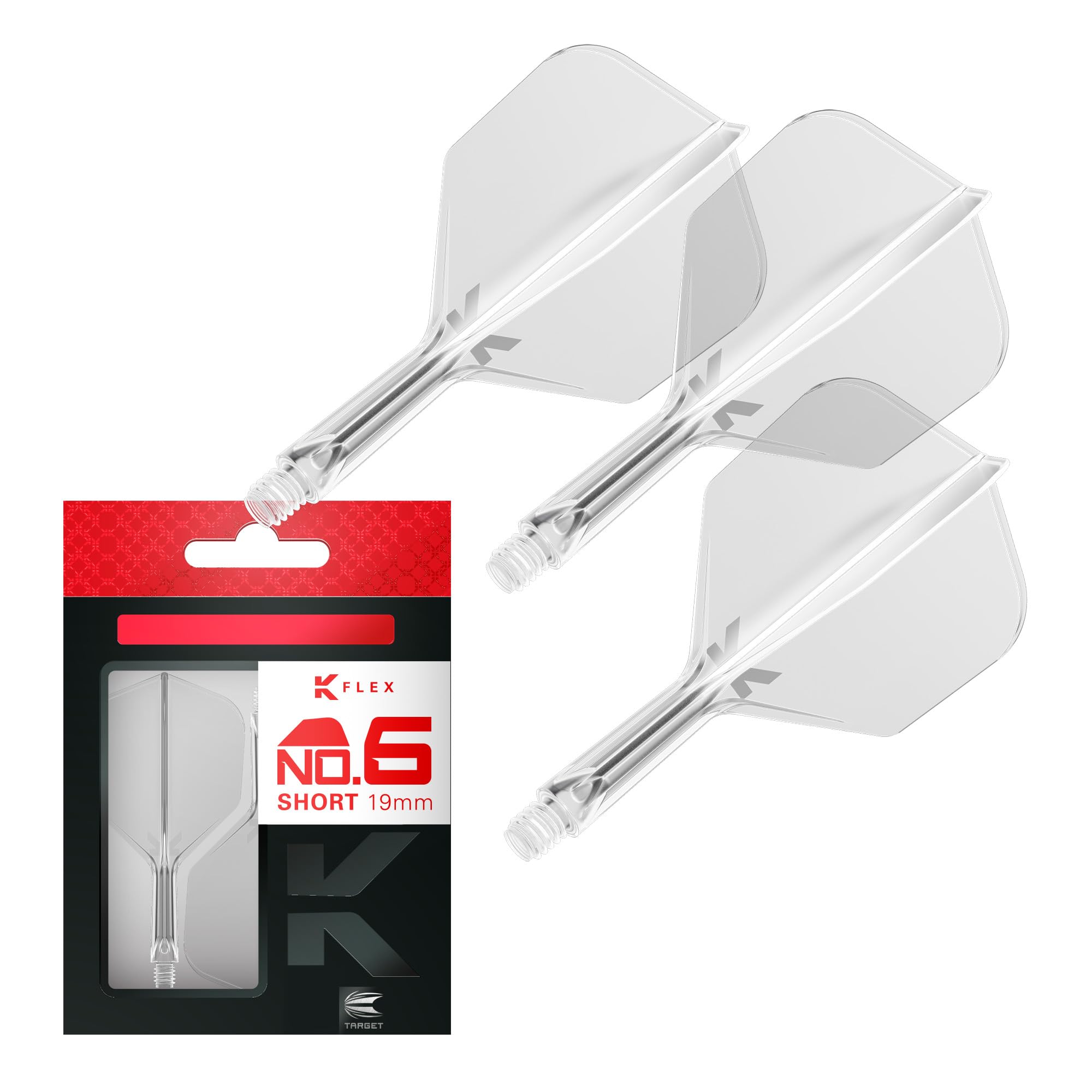 Target Darts K Flex Integrated Dart Flights And Shafts, No.6 Clear (Short) | Pack Of 3 K-Flex - No6, Kflex All In One Moulded Dart Flight & Stem | Professional Dart Accessories