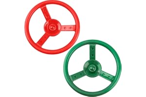 Haconba 2 Pack Steering Wheel Playset Plastic Pirate Ships Wheel with Mounting Tools for Kids Playground Outdoor Gym (Green, Red)