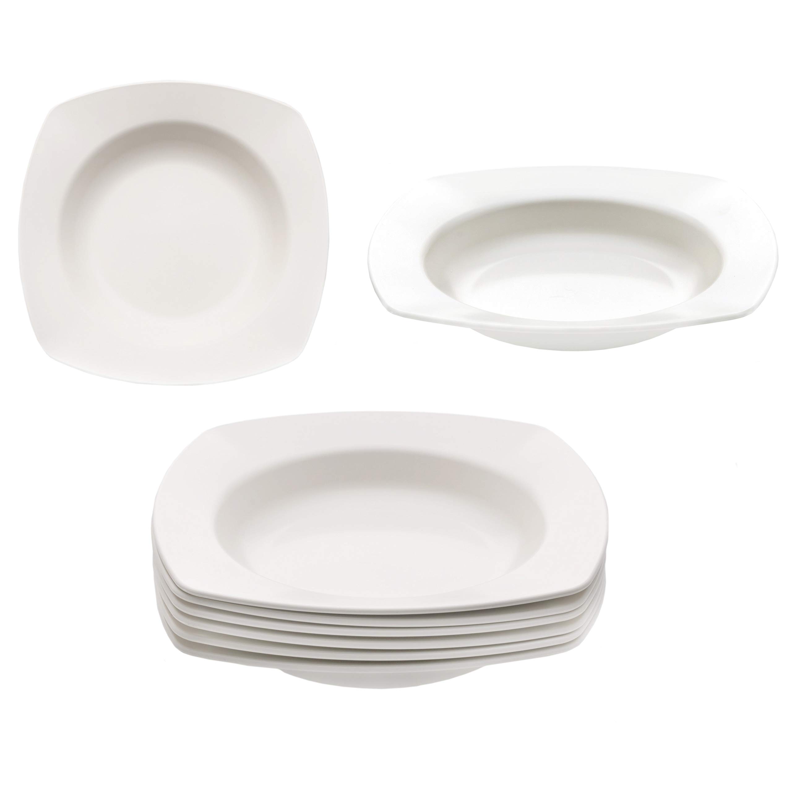 KM · Living Set of 6 Plastic Reusable Soup Plates Cream White 20 cm (Made in Germany/Unbreakable/BPA Dishwasher and Microwave Safe)
