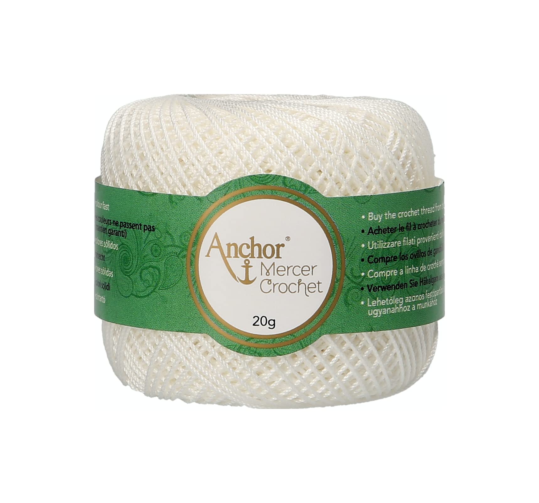 ANCHOR Mercer Crochet Shiny Crochet Thread, Thickness: 60, Packaging: 20G, Running Length: 303M 2 Crochet Threads