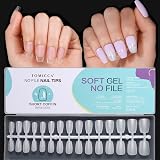 TOMICCA Short Coffin Nail Tips 360Pcs Matte Clear 15 Size Soft Gel Full Cover view 9