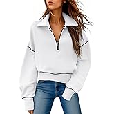 Remidoo Women's Half Zip Sweatshirt Cropped Sweatshirts Constrast Trim Long Sleeve Pullover
