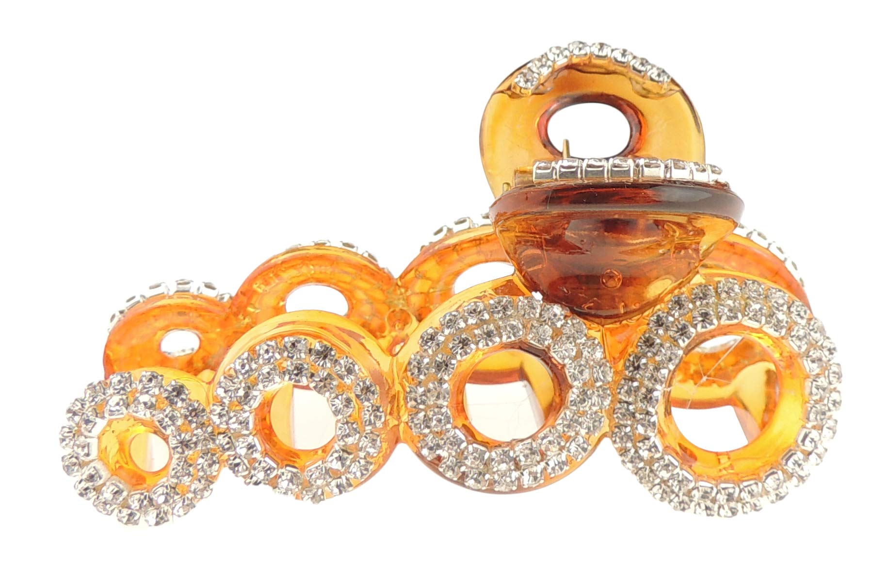 Extra Sparkly Women Girls Crystal Diamante Rhinestone Gems Wave Jaw Clip Octopus Clamp Bridal Wedding Party Styling Fine Thin Hair Accessories Butterfly Claw Rectangle Squared Round Circles (Brown)