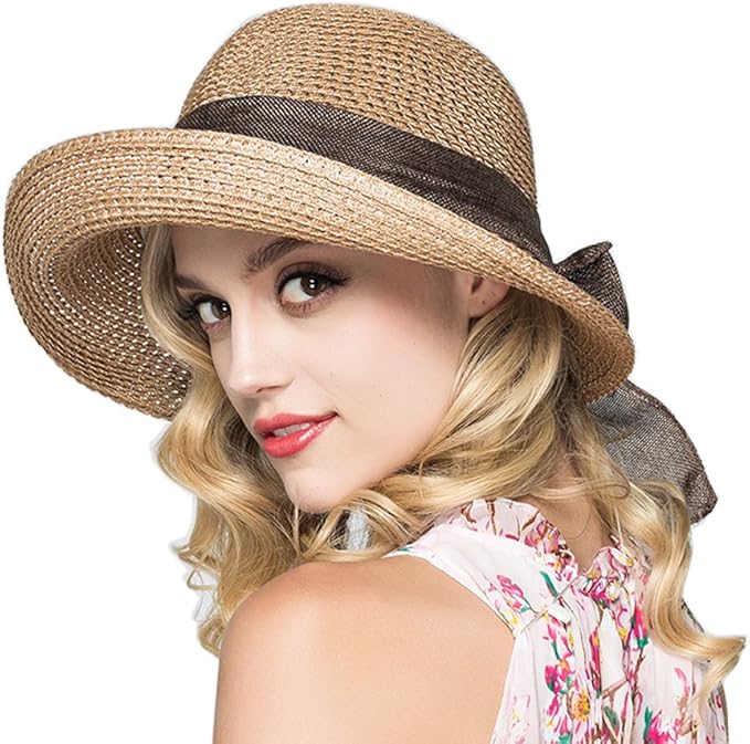 Kekolin Womens Straw Hat Floppy Foldable Roll up Beach Cap Sun Hat