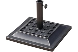 Outsunny 20 lbs Patio Market Umbrella Base Stand Resin Parasol Holder Square with Beautiful Decorative Pattern & Easy Setup, for Φ1.5, Φ1.89 Pole, for Beach, Lawn, Deck, Backyard, Garden, Bronze