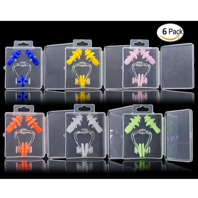 Lezed Ohrenstöpsel Schwimmen Nasenklammer Ohrstöpsel Schwimmen Gehörschutz Ohrstöpsel Silikon Earplugs Nasenklemme Kieselgel 