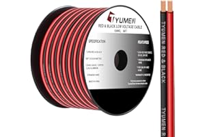 TYUMEN 12 Gauge Wire 50FT, 12 AWG Red Black Hookup Electrical Wire LED Strips Extension Cord 12V/24V DC Cable, 12AWG 2 Conductors Flexible Wire for in-Home, Autos, Schools use
