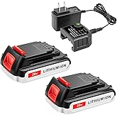 ADVTRONICS 2 Pack 20V Lithium Battery and Charger Replacement for Black+Decker 20V MAX Lithium Ion Battery + Charger LBXR20 LB20 LBX20 LBXR2020-OPE LBX4020