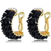 18K Gold Plated Dainty C Hoop Earrings Sparkling Zircon Crystal Stylish Red/Black Earrings for Women - C Shaped Ear Buckle