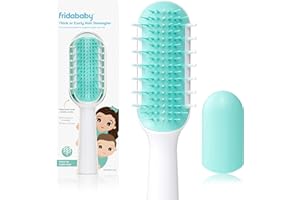Frida Baby Thick or Curly Hair Detangler Brush for Kids, Toddler Hairbrush Detangles Knots Without Tears or Breakage, Comb Teeth and Bristle Design, White/Blue ,1 Count