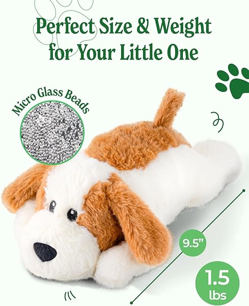 MY LITTLE BUDDY HEATABLE WEIGHTED PLUSH PUPPY DOG – COZY COMFORT & SECURITY, SOOTHING STUFFED ANIMAL FOR KIDS & TODDLERS, COMPACT 1.5 LBS – PERFECT FOR CUDDLES!