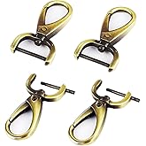 Lobster Claw Clasp Snap Hooks Swivel Lanyard Clips 1 inch/25mm Swivel Hooks Key Clip D Ring for Purse Detachable Swivel Clasp Hooks for Purse, Purse Hardware for Bag Making-4PCS, Brushed Brass