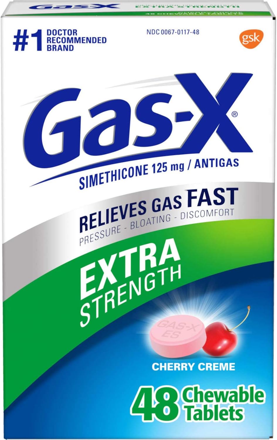 Gas-X Chewables Extra Strength Cherry Creme Tablets 48 ea (Pack of 6): Health & Personal Care