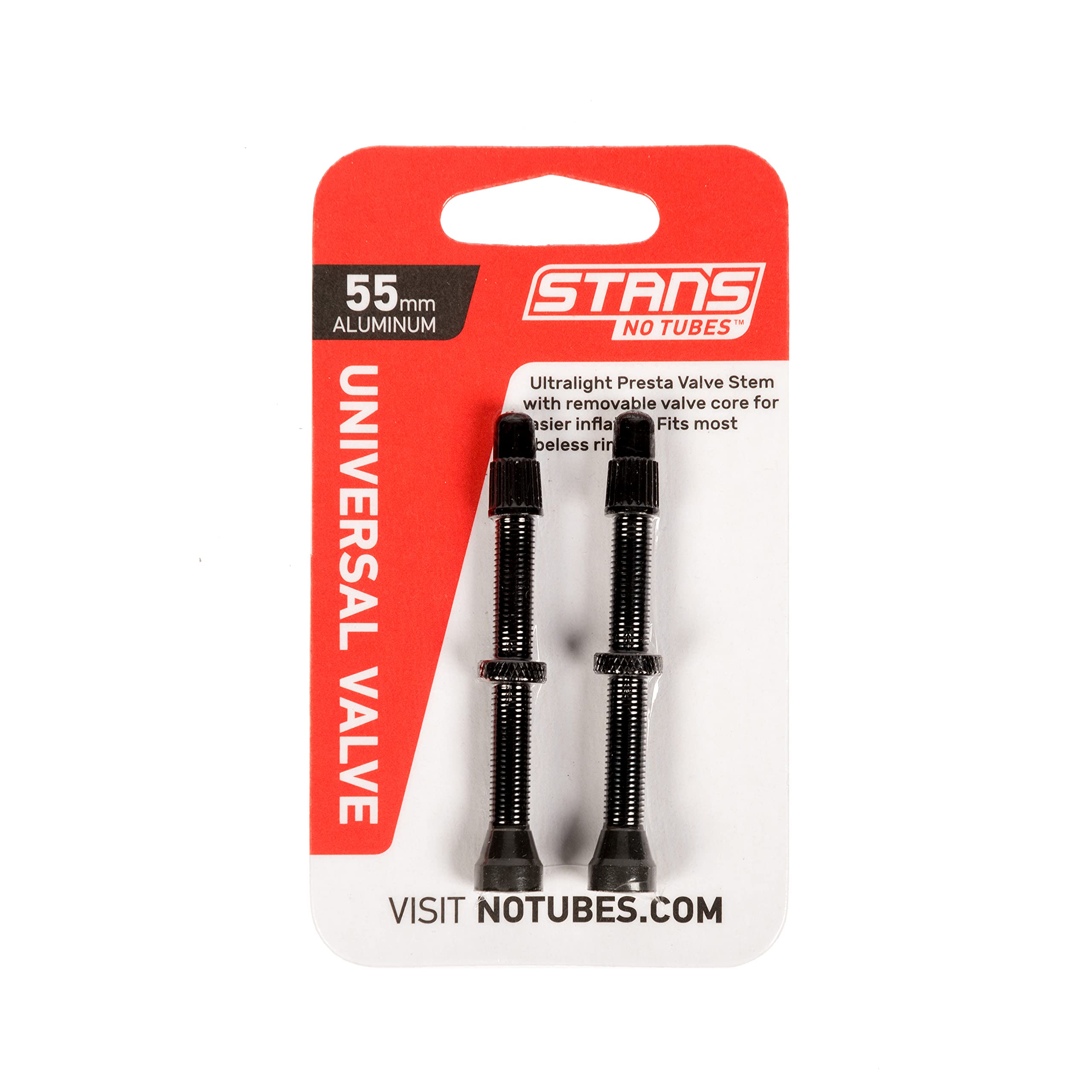 Stan'S Notubes As0149 Universal Valve Aluminium, Black Up to 8 mm Valve Hole, 55 mm