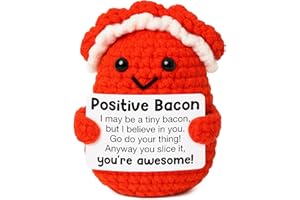 AVBODA Mini Inspirational Positive Bacon Handmade Crochet Bacon for Women Foodies Breakfast Lovers Fun Encouragement Gift for Friends Coworkers Small White Elephant Christmas Birthday Gifts Motivation Decor