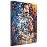 Zwell Freddy Mercury 16"x20" Canvas Prints Wall Art - Modern Wall Decor Gallery Canvas Wrap Giclee Print Stretched and Ready to Hang
