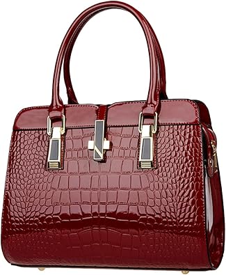 burgundy patent leather handbag