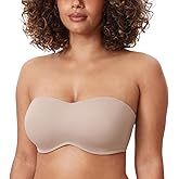 DELIMIRA Women's Strapless Bra Minimizer Seamless Underwire Unlined Bandeau for Big Bust