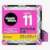 Simply 20x20x1 Air Filter, Merv 11, MPR 1000, 6 Pack, Furnace Air Filter for HVAC (Actual Size: 19.75"x19.75"x0.75") DUST, Pet, &amp; Allergy Control