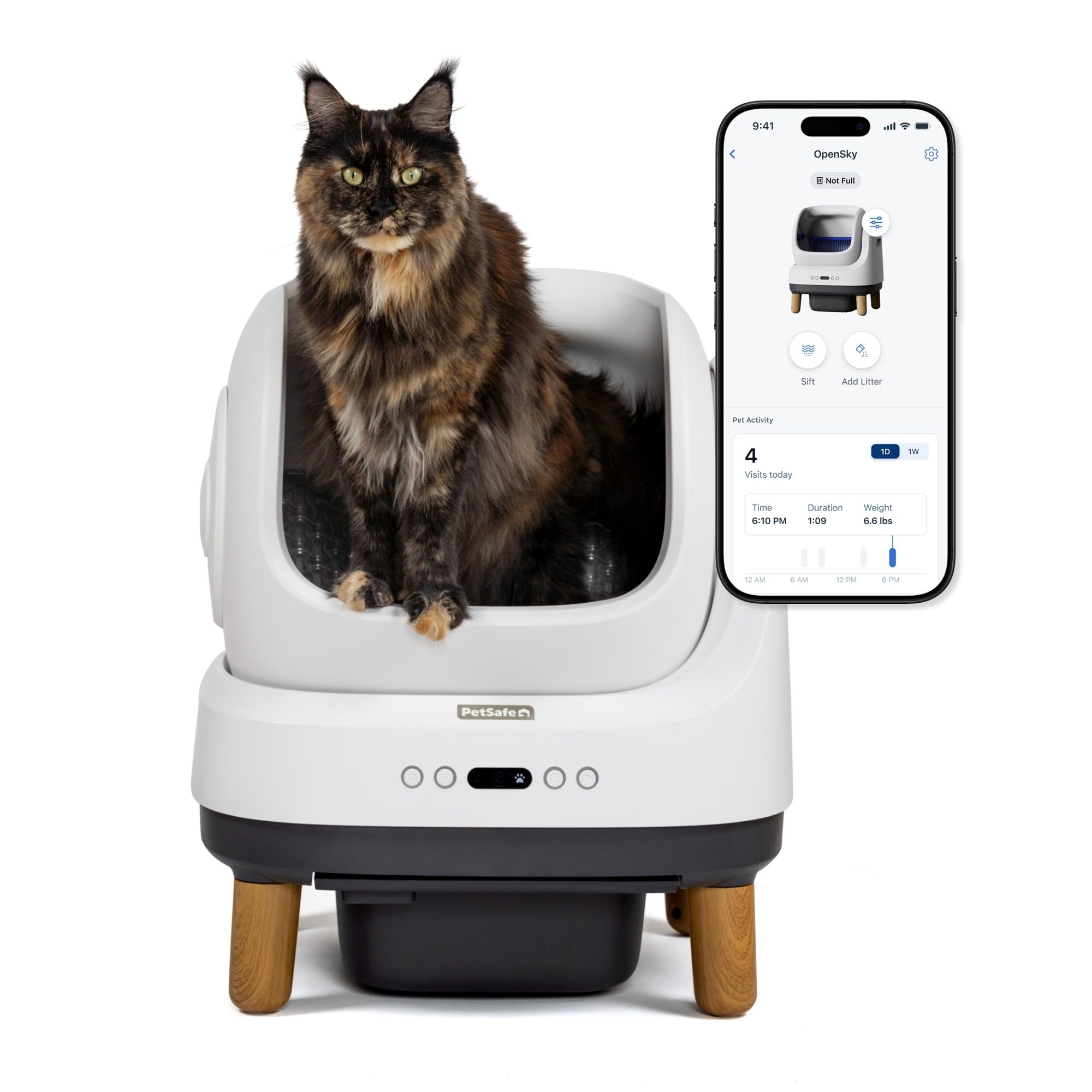 Photo 1 of PetSafe ScoopFree OpenSky Automatic Self-Cleaning Cat Litter Box – Advanced Odor Control – App Controlled with Health Monitoring – Works with Any Litter – Up to 2 Weeks of Hands-Free Cleaning