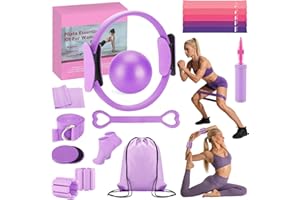 Pilates Ring Set with Pilates Ring and Weights, Pilates Equipment for Home Workouts, Pilates Starter Kit for Women, Pilates A