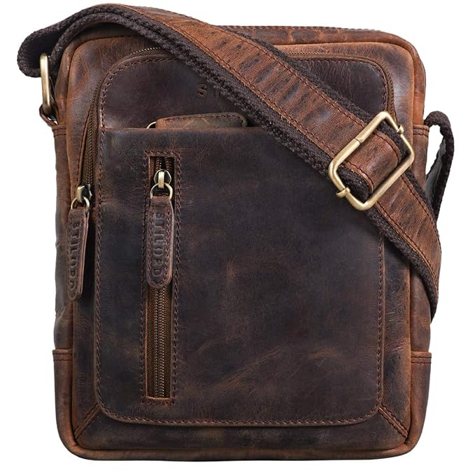 STILORD 'Jamie' Herren Ledertasche Umhängetasche klein Vintage Messenger Bag Herrenhandtasche für 9.7 Zoll iPad Moderne Leder