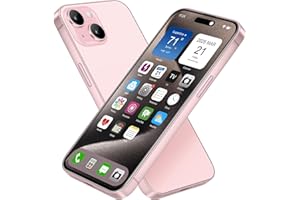 FUFONEUS Dummy Fake Phone Model, Looks Like The Real Phone Dummy Compatible with Phone 15, Prank Stuff Decoy Pear Non-Working Toy Phone 15 for Kids Pink (Rainbow Front)