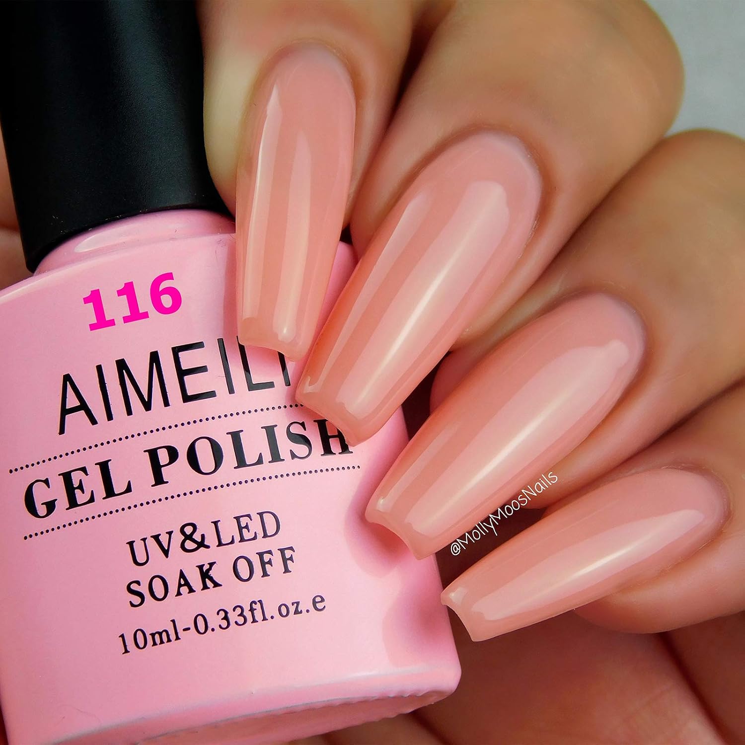 AIMEILI Pastel Nude Gel Nail Polish Soak Off UV LED Gel Varnish - Camellia Japonica (116) 10ml, GP116, 10 ml (Pack of 1) - Image 3