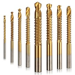 Rocaris 8 Pack Titanium Coated HSS Twist Drill
