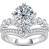 AnuClub Moissanite Engagement Rings 3.55/4.08cttw D Color VVS1 925 Sterling Silver Crown Wedding Promise Wedding Eternity Band Rings for Women with Certificate
