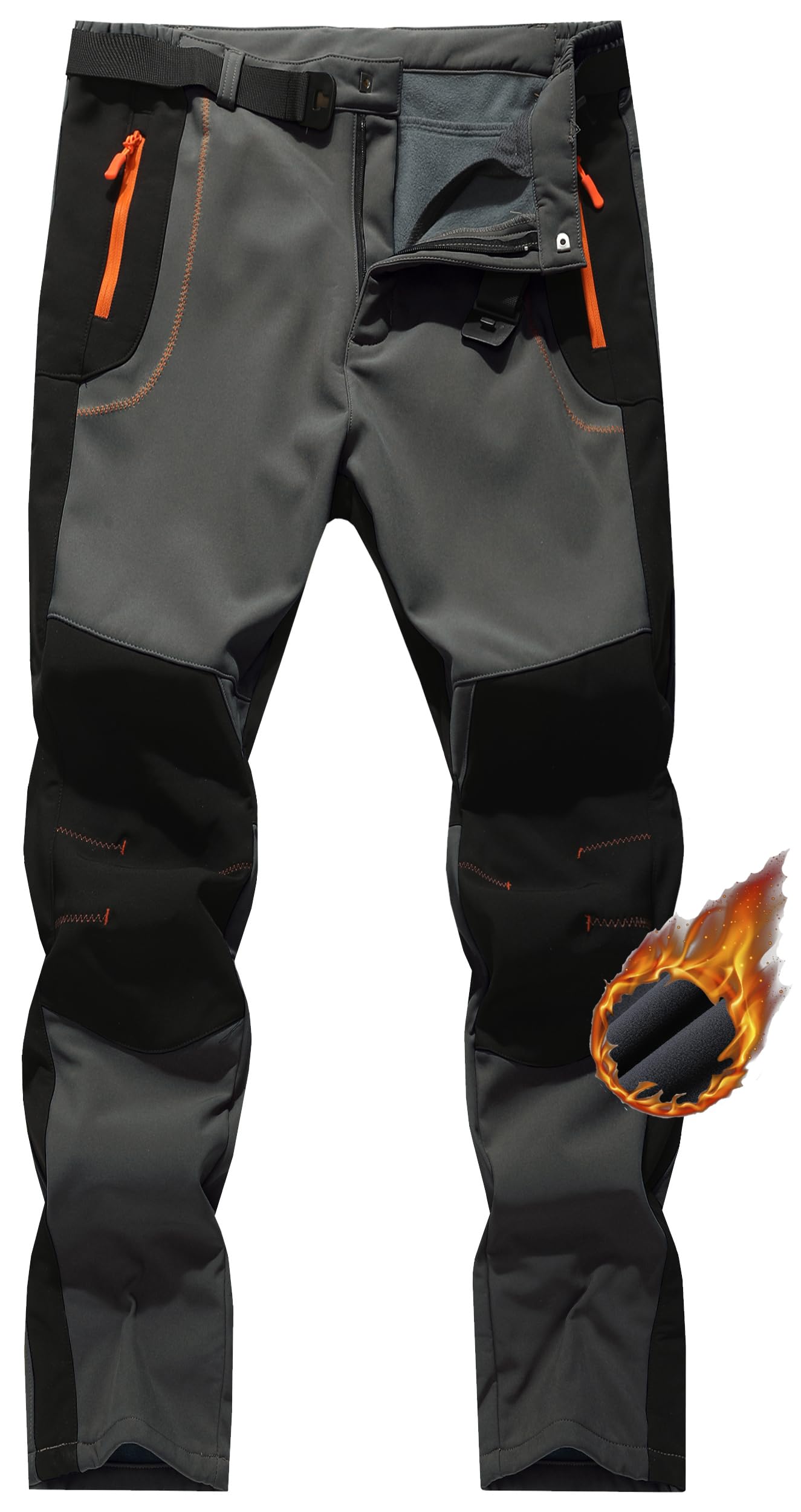 LINLANG EN Men's Snow Ski Waterproof Fleece Lined Softshell