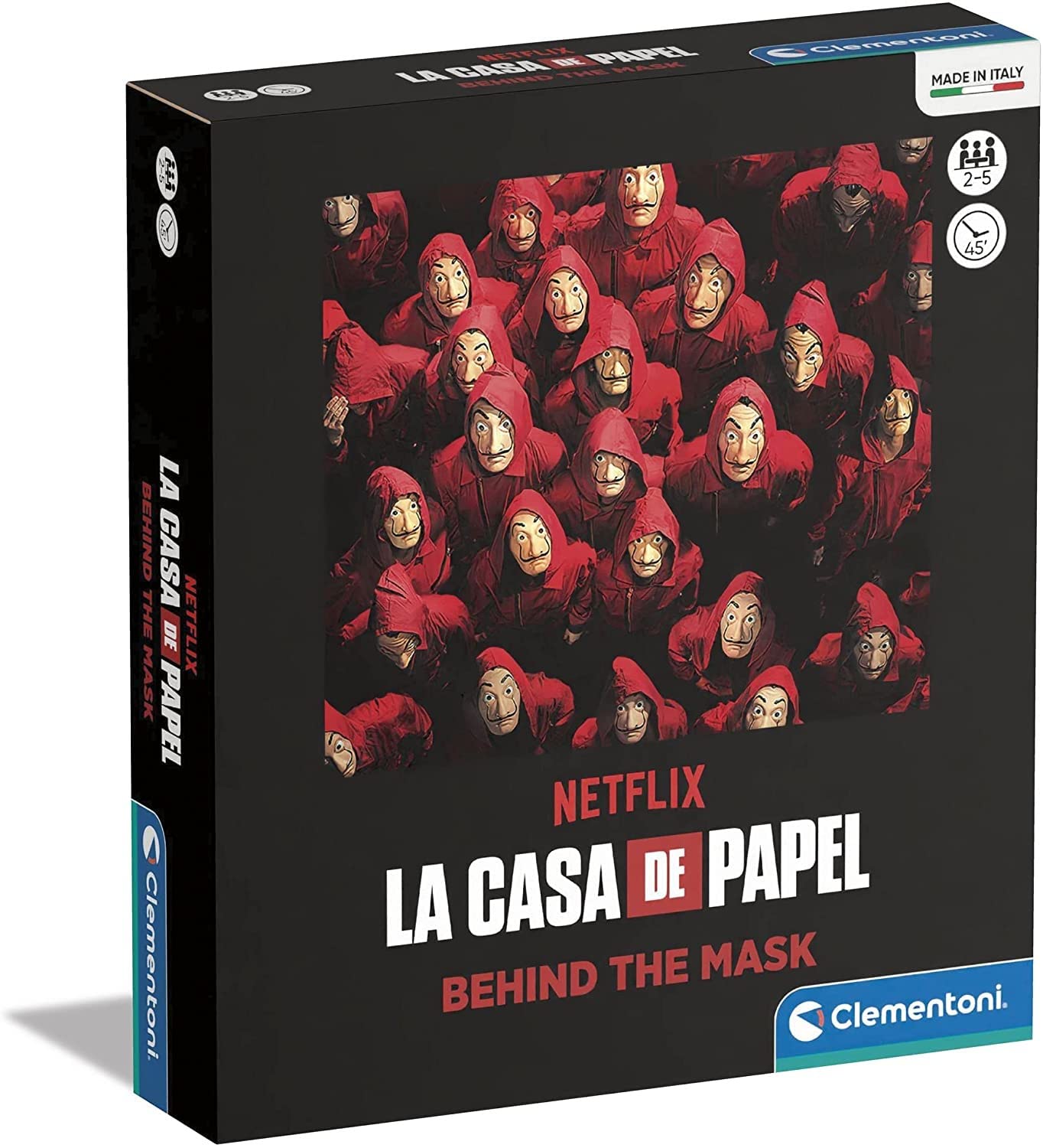 Clementoni - 16637 - Casa De Papel/Money Heist - Behind the Mask - board games Netflix, family games for teens and adults, 2-5 players, card games, fun challenges