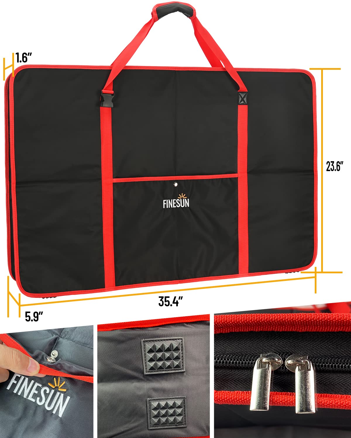 FINESUN Art Portfolio Case, Art Supply Storage Organizer, Art Bag with Frame Construction& Shoulder Straps, Portfolio Folder for Artwork, Drawings& TV (22x34 Inch)