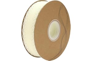 Nsilu Floral Pattern Fabric Lace Ribbon Trim for Sewing& Crafts Hair Bow Making, Gift Package Wrapping 1 Inch Wide (Rice White, 50 Yards)