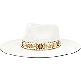 FLUFFY SENSE. Big Wide Brim Boho Western Hat for Women and Men - Felt Rancher Fedora Hat with 4 inches Flat Brim