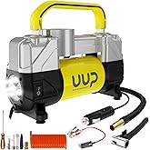UUP Tire Inflator Air Compressor, 150PSI 12V DC Double Cylinders Heavy Duty Portable Air Pump w/Emergency LED Light for Truck, SUV, Car, RV