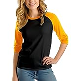 Decrum Baseball Shirt Women - Casual Fashion 3/4 Length Sleeve Womens Raglan Tops