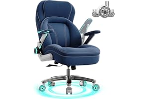 COZICRADLE Big and Tall Office Chair, 600lbs Heavy Duty Desk Chair with 5D Arms, Adjustable Lumbar Support & Height, Tilt Function, Fabric High Back Ergonomic Executive Computer Chair with 3'' Casters