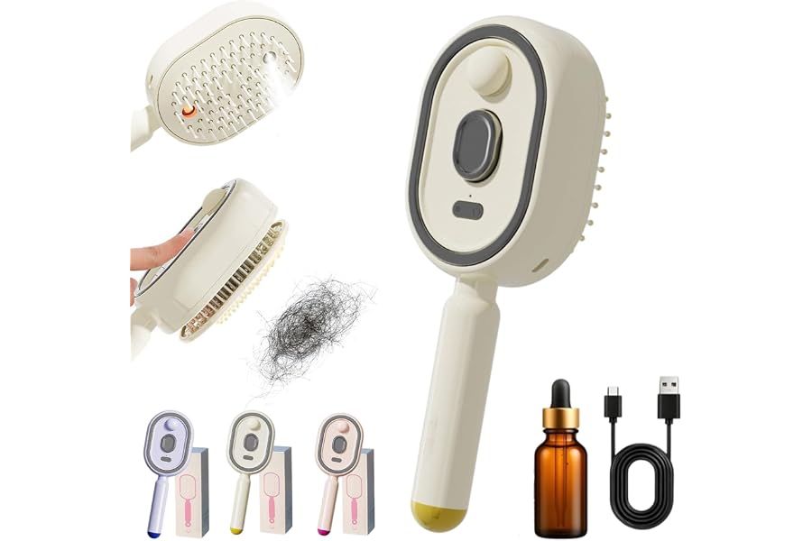Electric Spray & Massage Hair Brush, 2026 Electric Steaming Massage Hair Care Brush, Rechargeable Detangling Electric Steam Brushs for Hair for Reduce Frizz, Nourishes Hairs, Anti-Static (Beige)